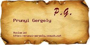 Prunyi Gergely névjegykártya